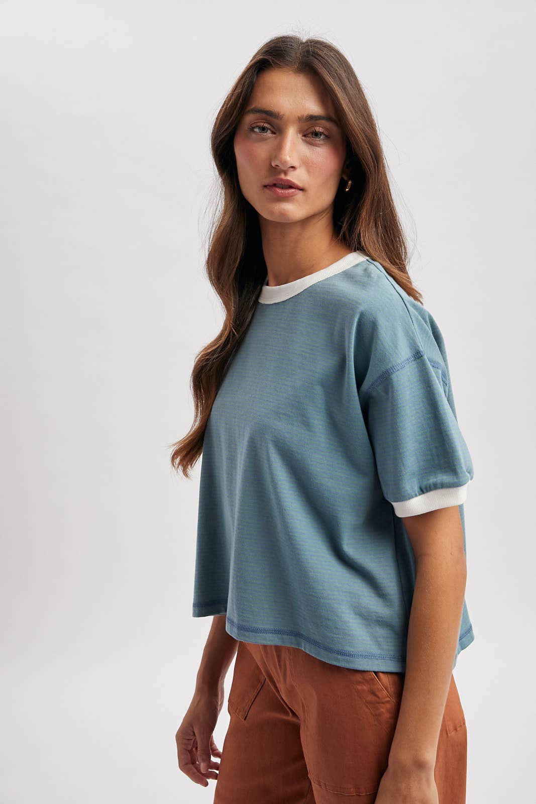 Wishlist Apparel Contrast Striped Relaxed Crop Tee