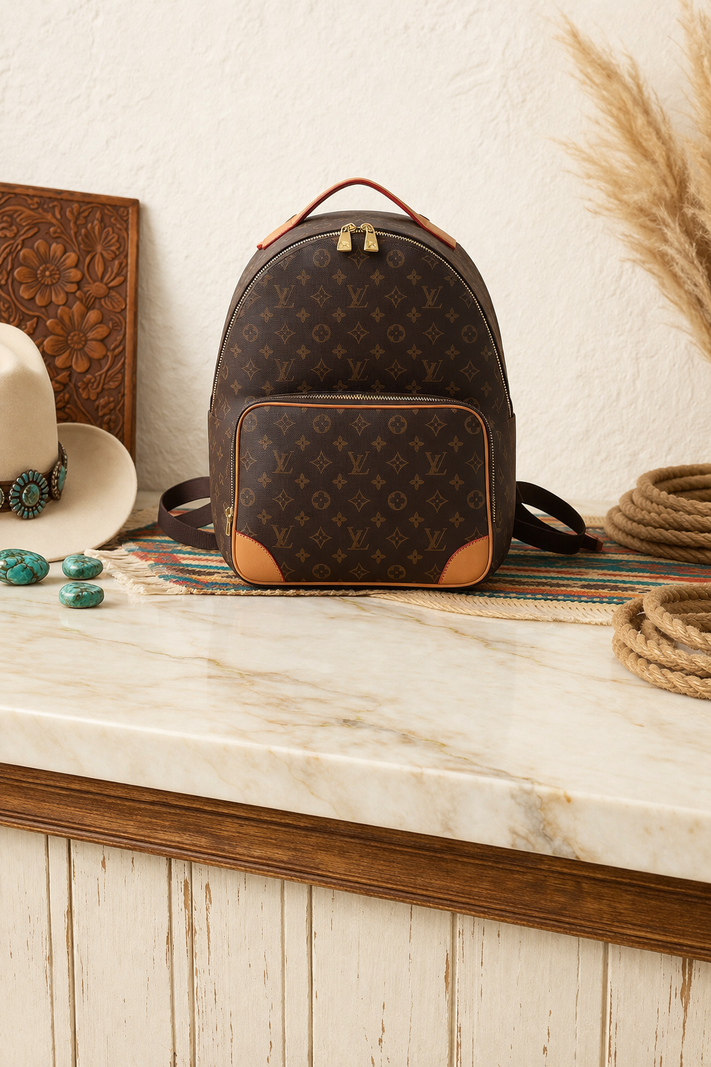 Whiskey & Lace Outfitters /The Longhorn Hippie Co. - 🤎🛍️ Upcycled Designer Monogram Backpack