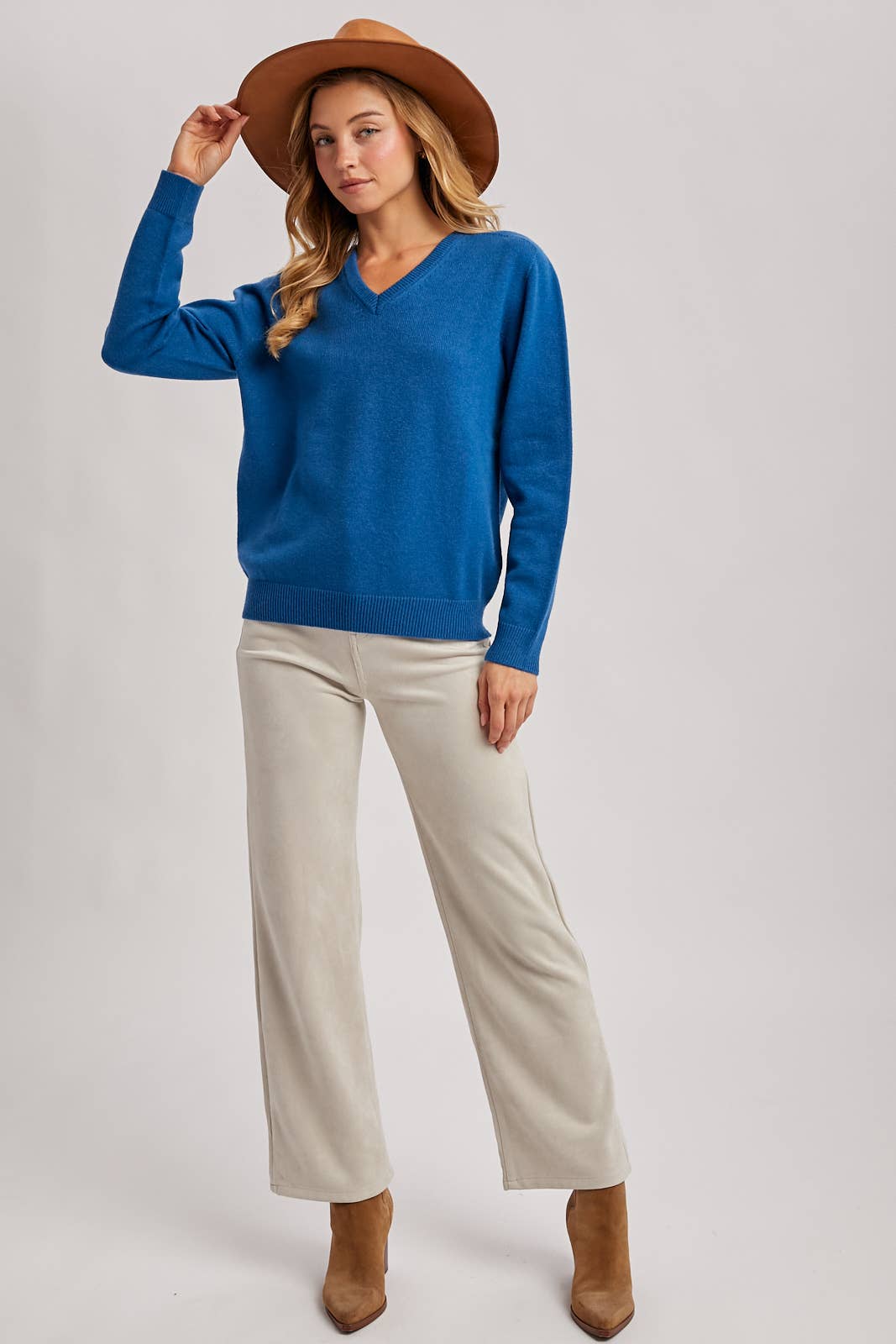 Blu Ivy V-Neck Knit Sweater