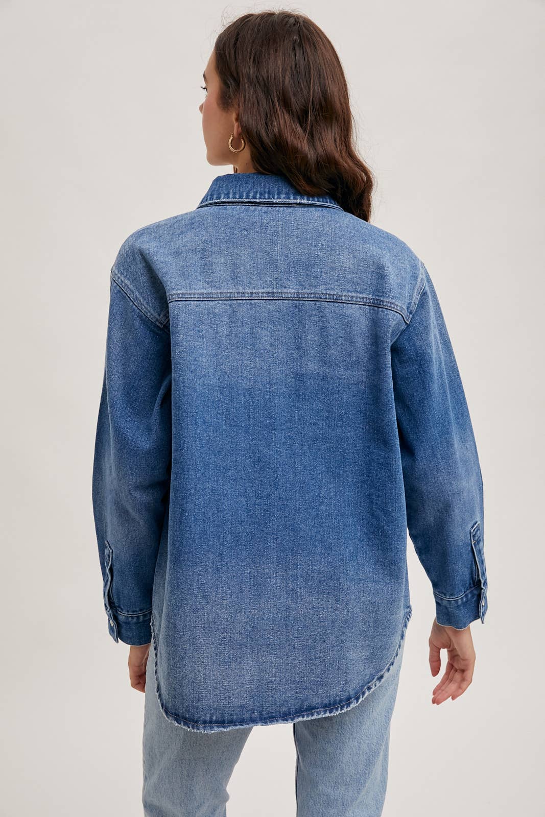 Washed Denim Button Jacket