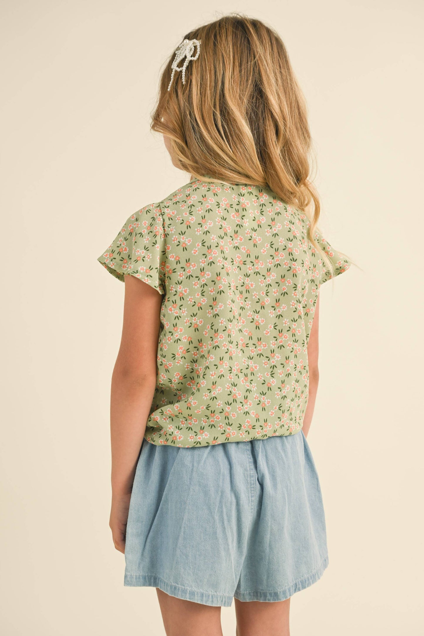 Flutter Sleeve Glitter Button Down