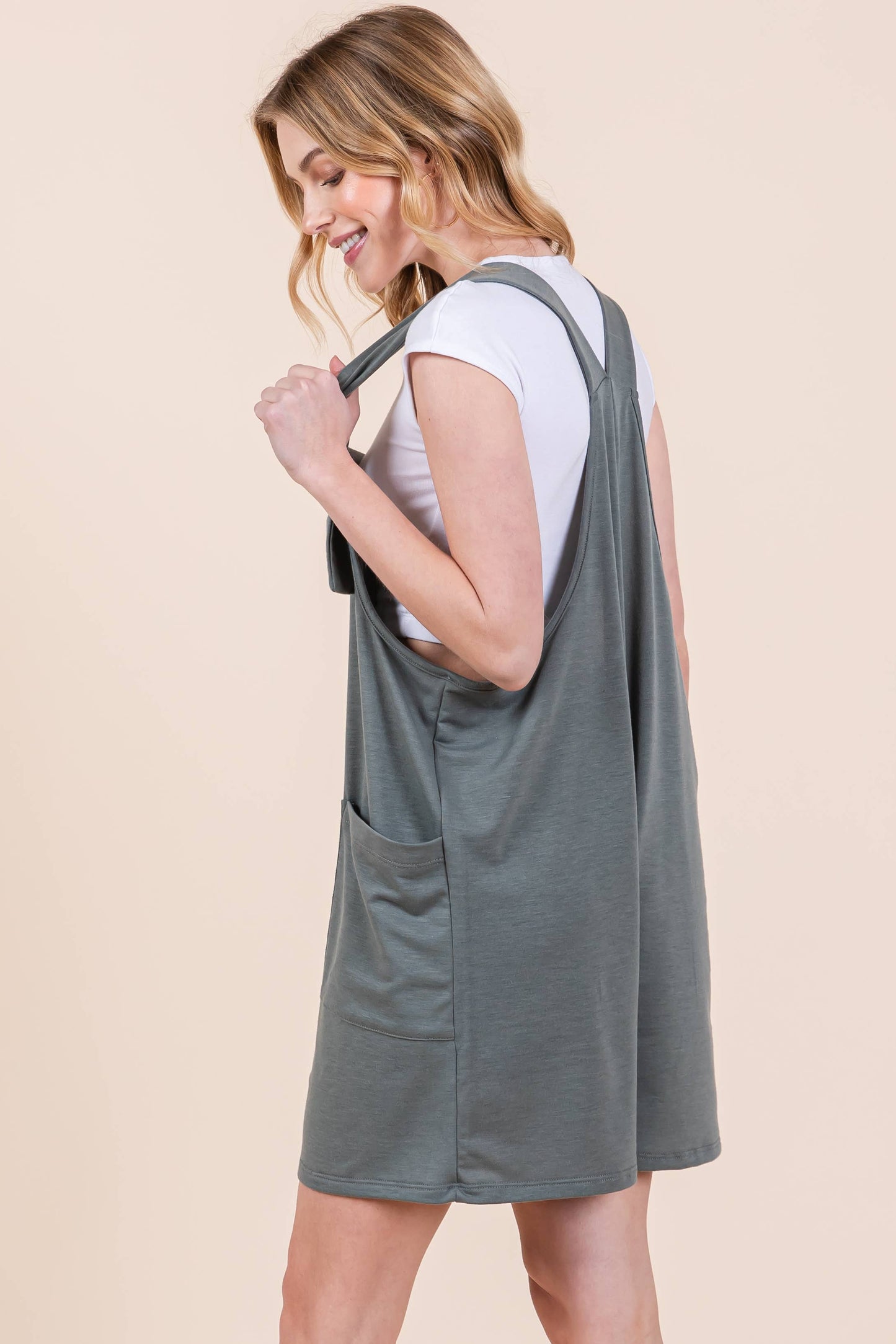 Dusty Olive Casual Tie Romper