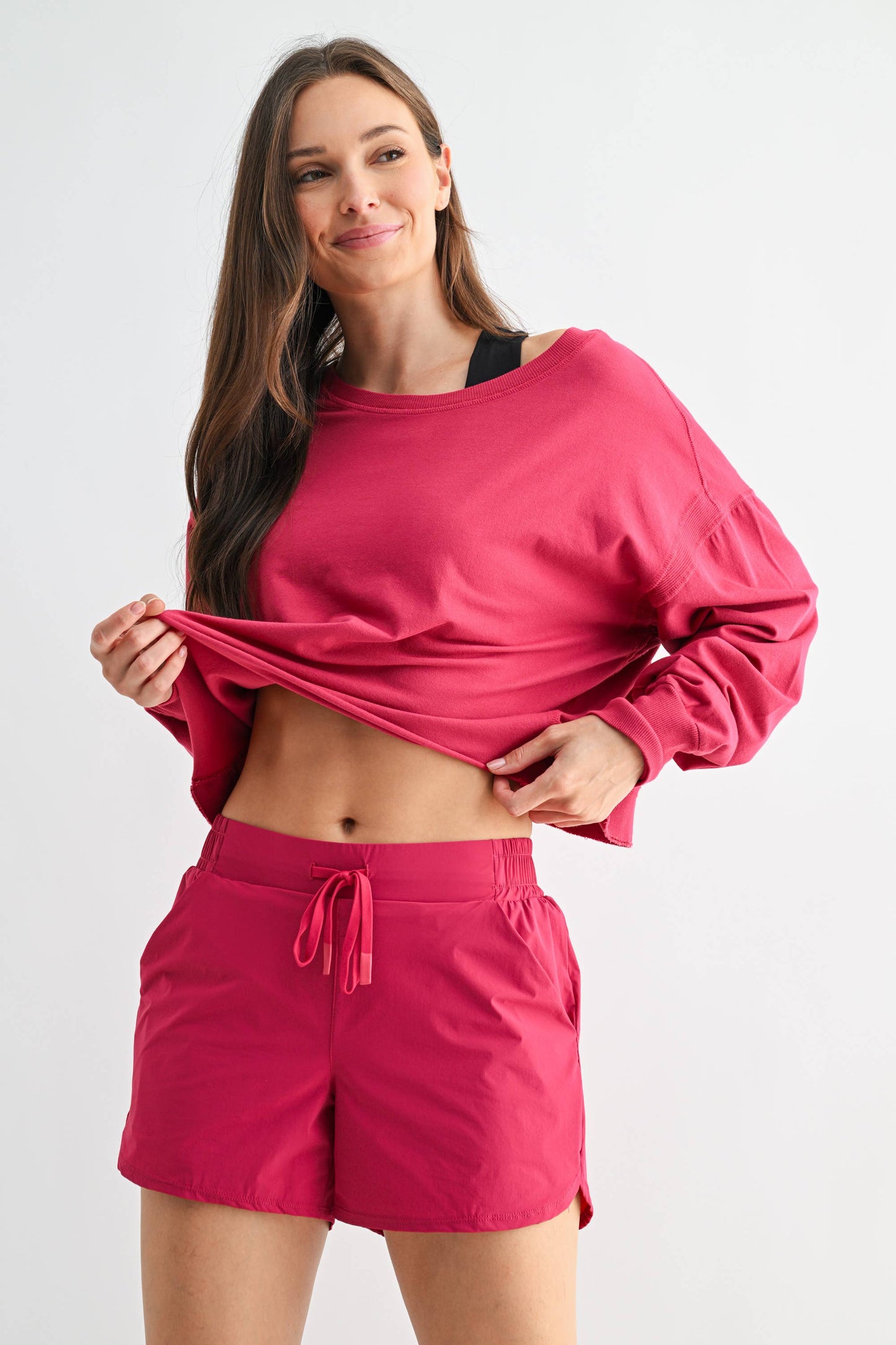 Mono B - Crescent Pima Cotton Open Back Long Sleeve Tee
