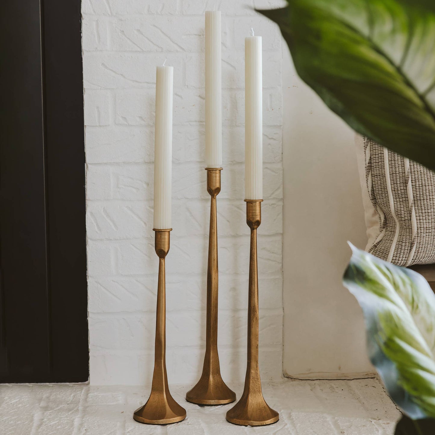 Gold Cast Iron Candle Holders-3