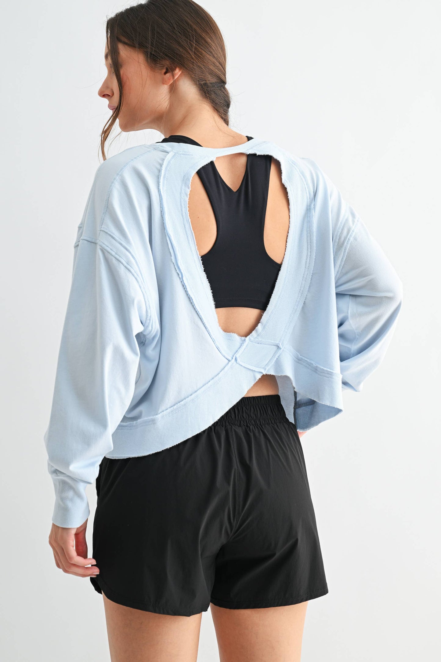Mono B - Crescent Pima Cotton Open Back Long Sleeve Tee