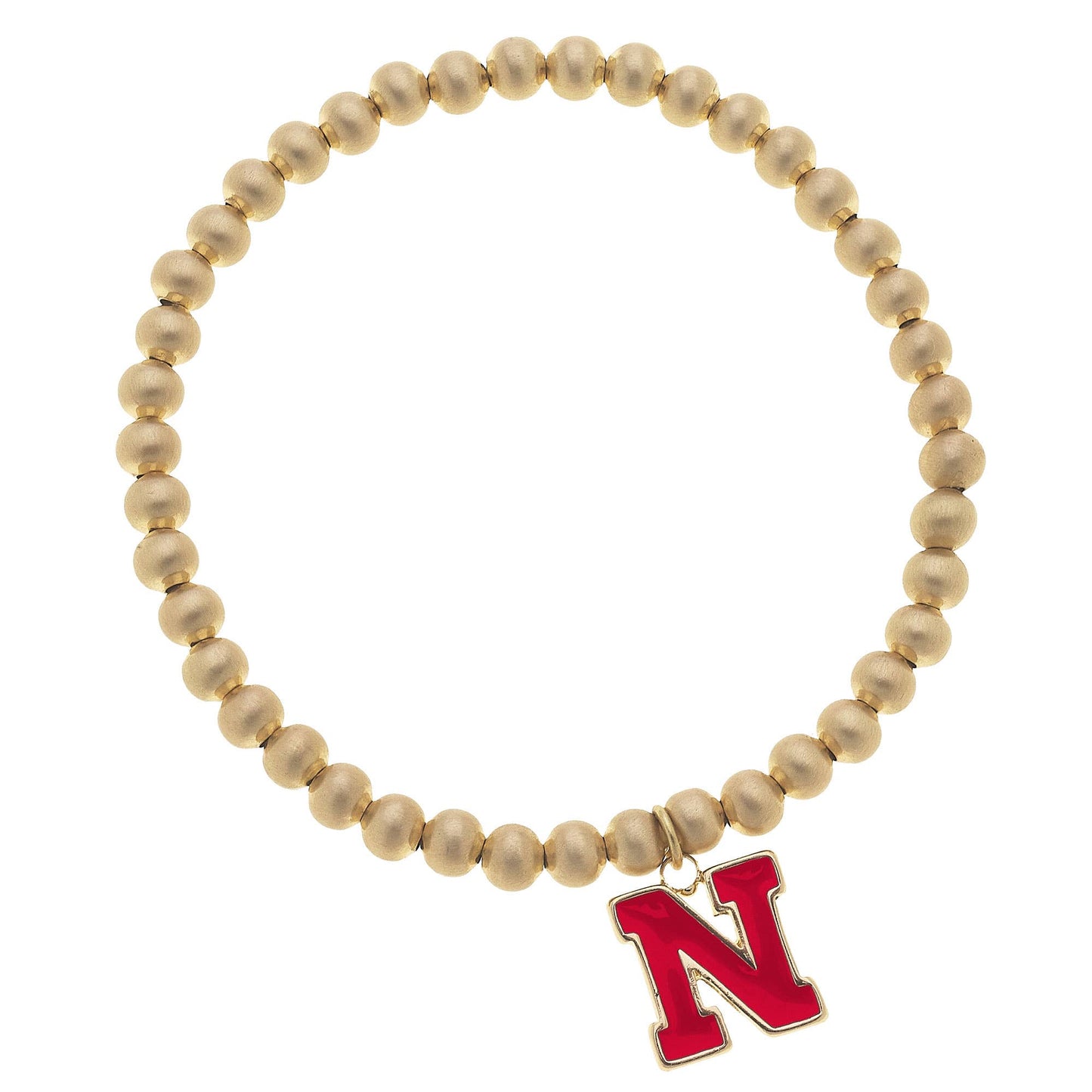 Canvas Style - Nebraska Cornhuskers Ball Bead Stretch Bracelet in Satin Gold