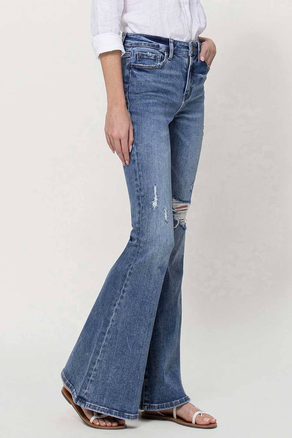 VERVET HIGH RISE LONG FLARE JEANS