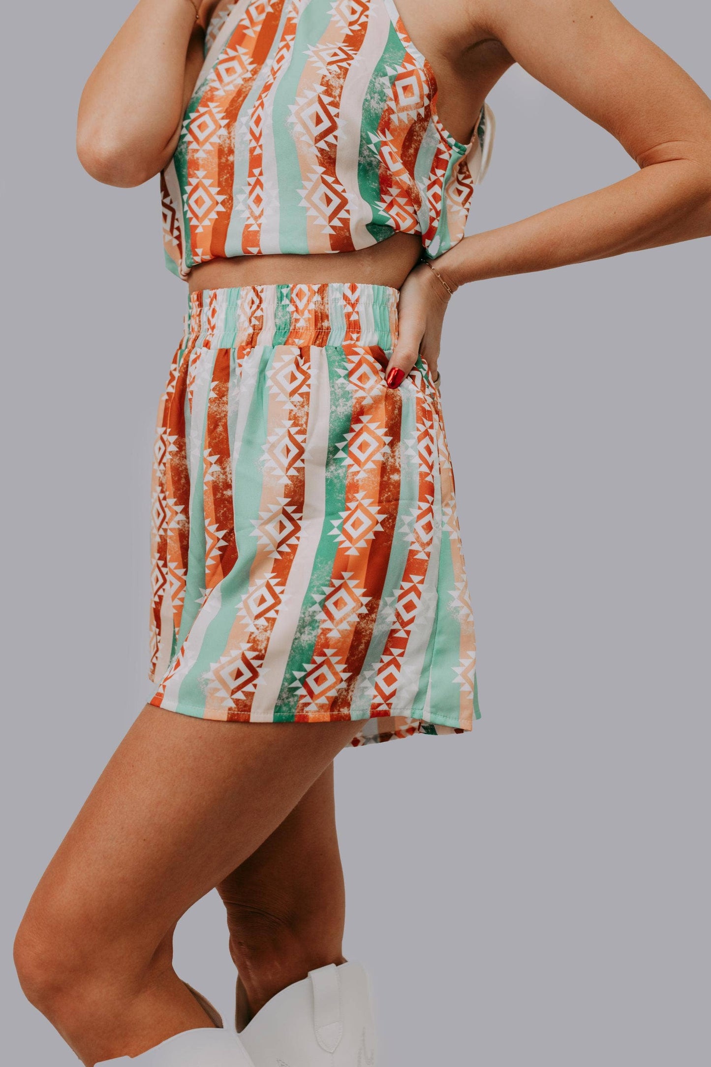 Aztec Halter Top Short Set