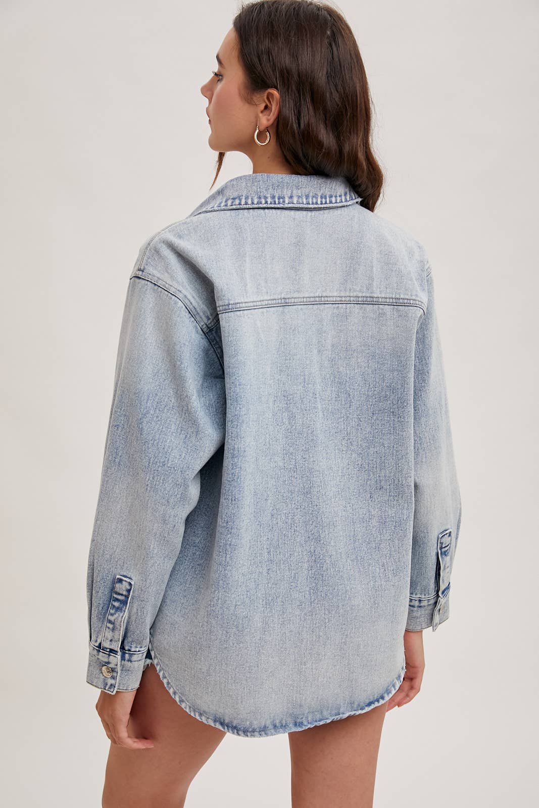 Washed Denim Button Jacket
