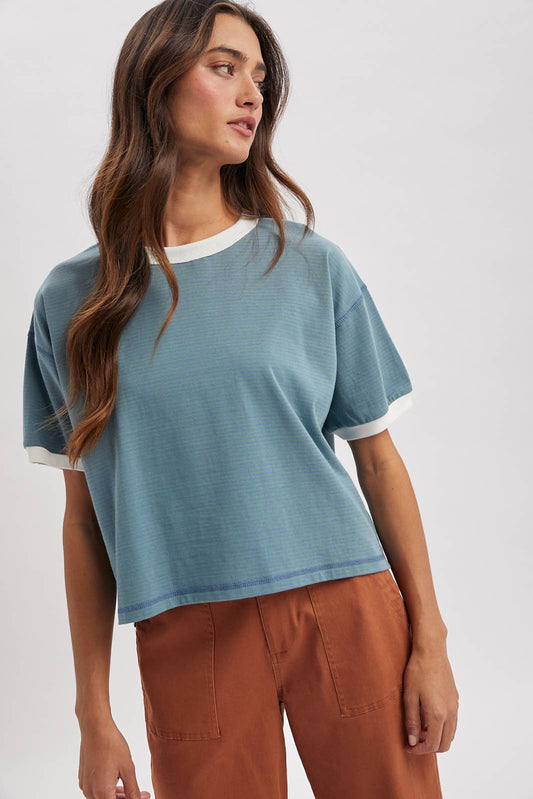 Wishlist Apparel Contrast Striped Relaxed Crop Tee