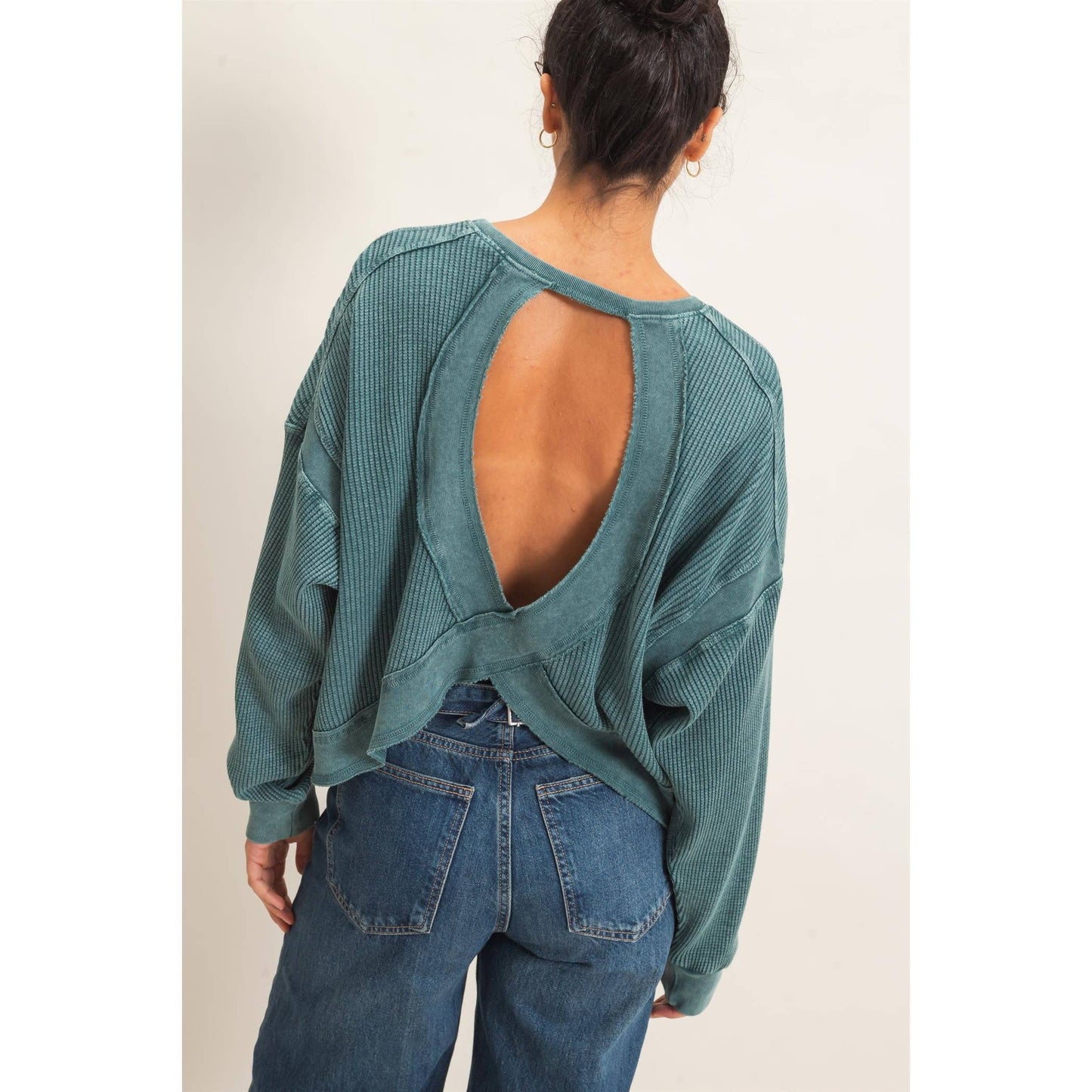 Double Zero - Mineral Wash Waffle Open Back Top