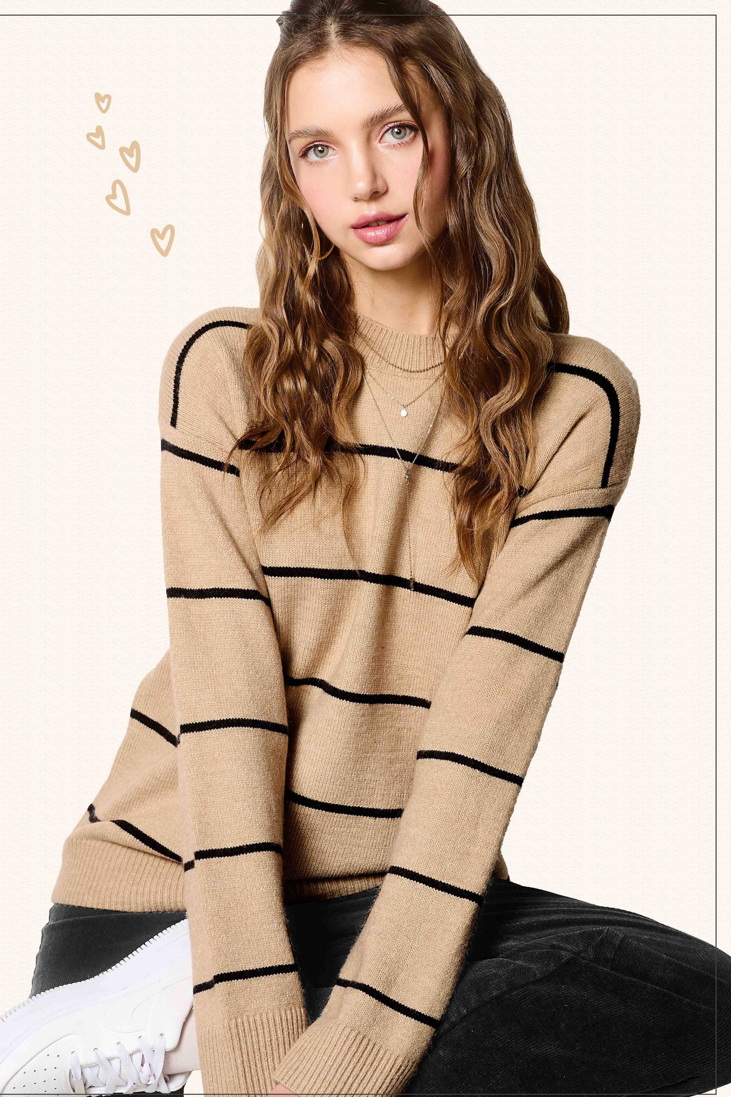 Loose Fit Stripe Crewneck Sweater