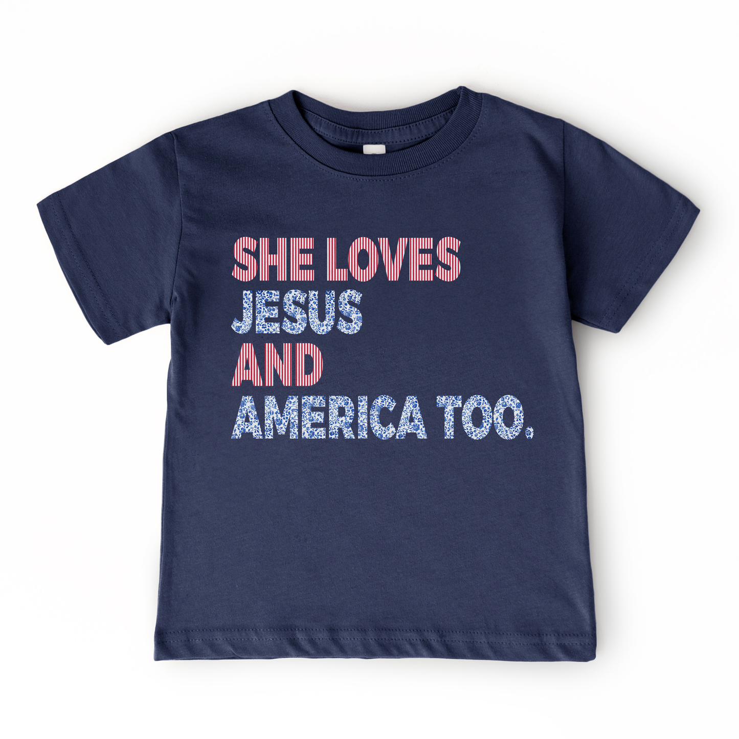 Holland Ave Clothing - Kids 4th of July Tee | Loves Jesus and America Too
