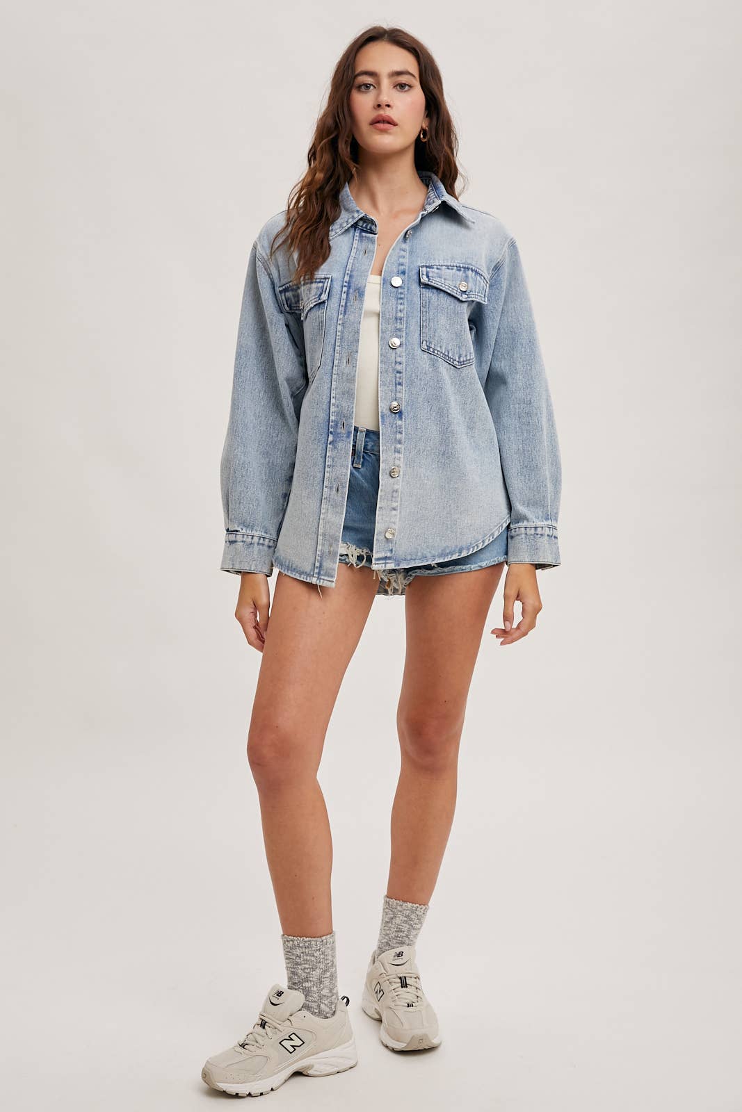 Washed Denim Button Jacket