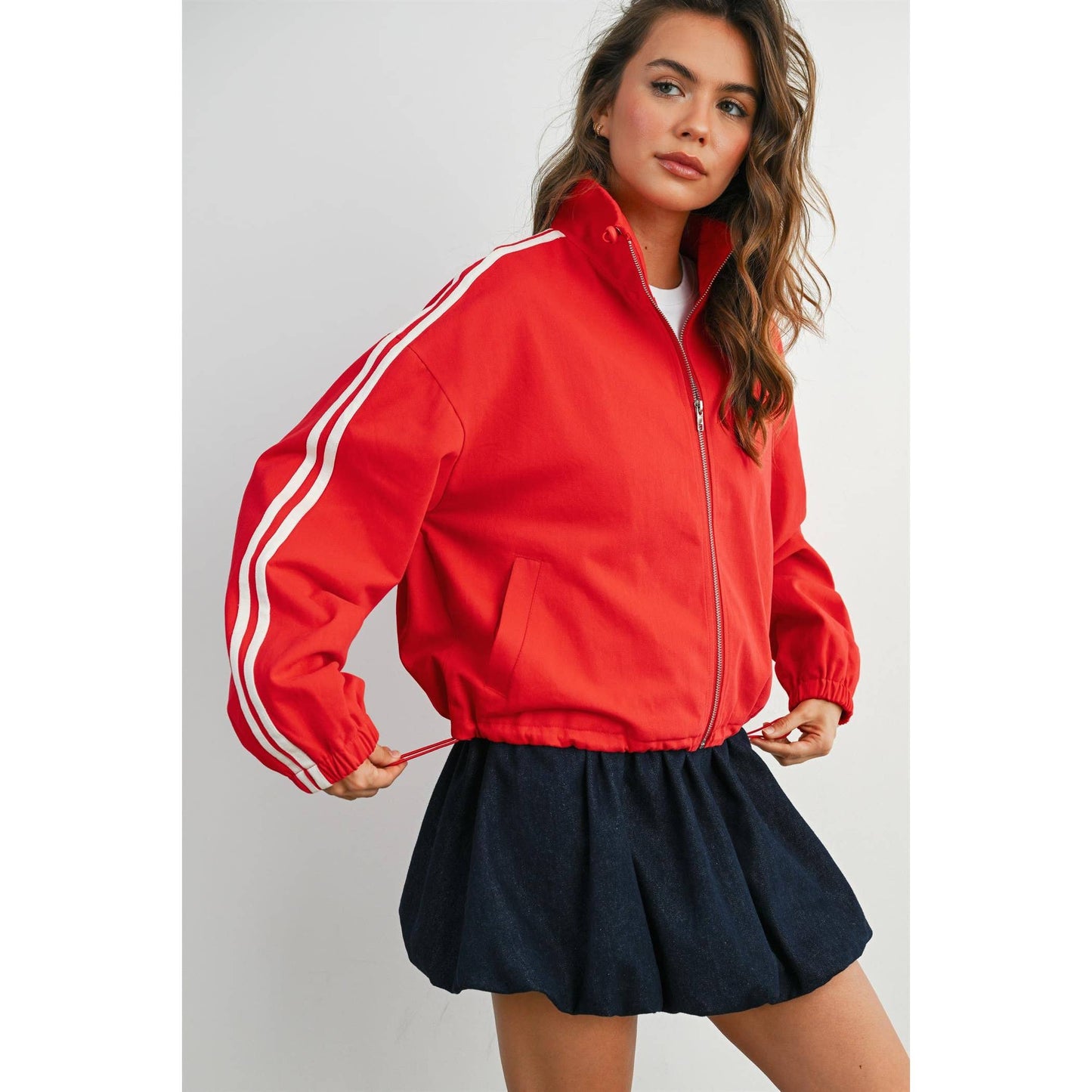 BUTTERMELON - Striped Zip-Up Athletic Jacket
