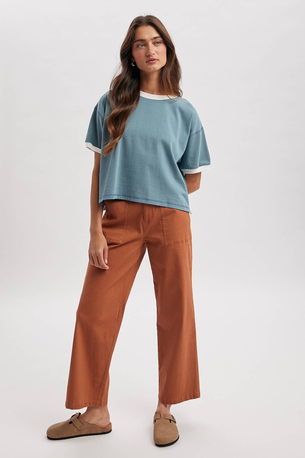 Wishlist Apparel Contrast Striped Relaxed Crop Tee