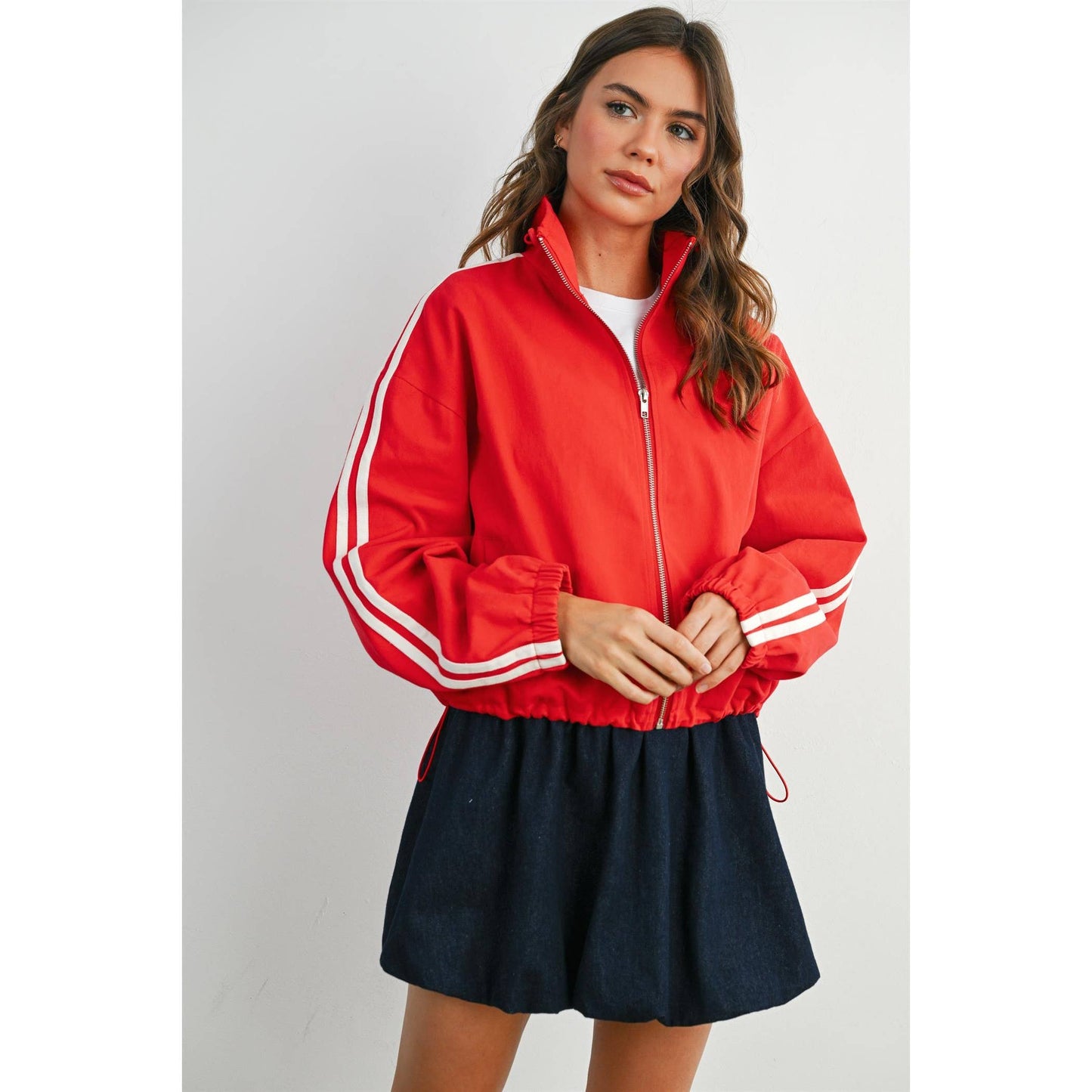 BUTTERMELON - Striped Zip-Up Athletic Jacket