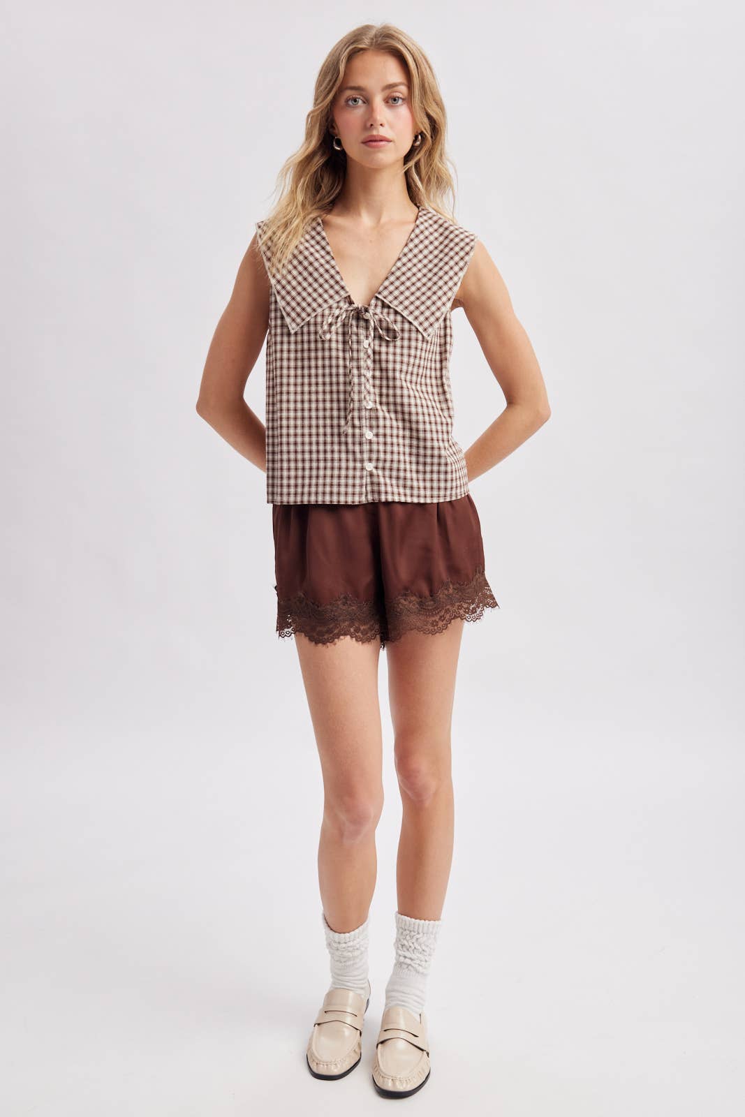 Wishlist Apparel Scallop Trim Satin Shorts
