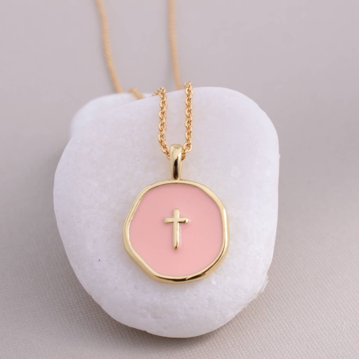 Splendid Iris - Minimal Cross Medallion Necklace