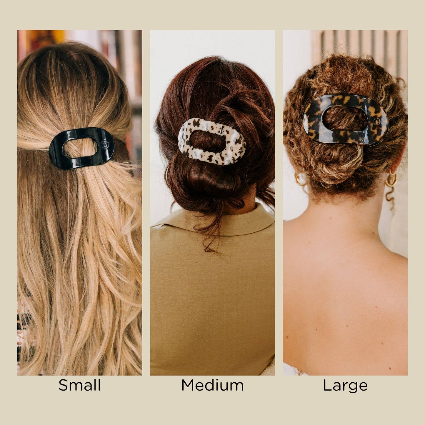 TELETIES  Round Flat Clip Large Blonde Tortoise