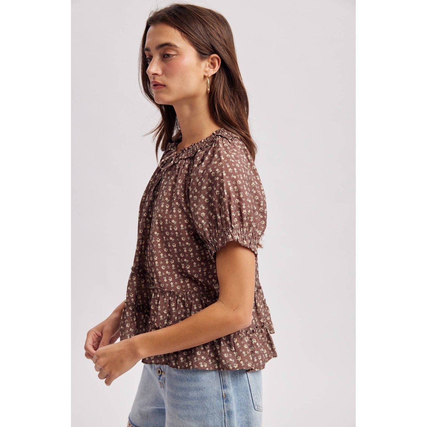 Wishlist Tie Neck Floral Blouse