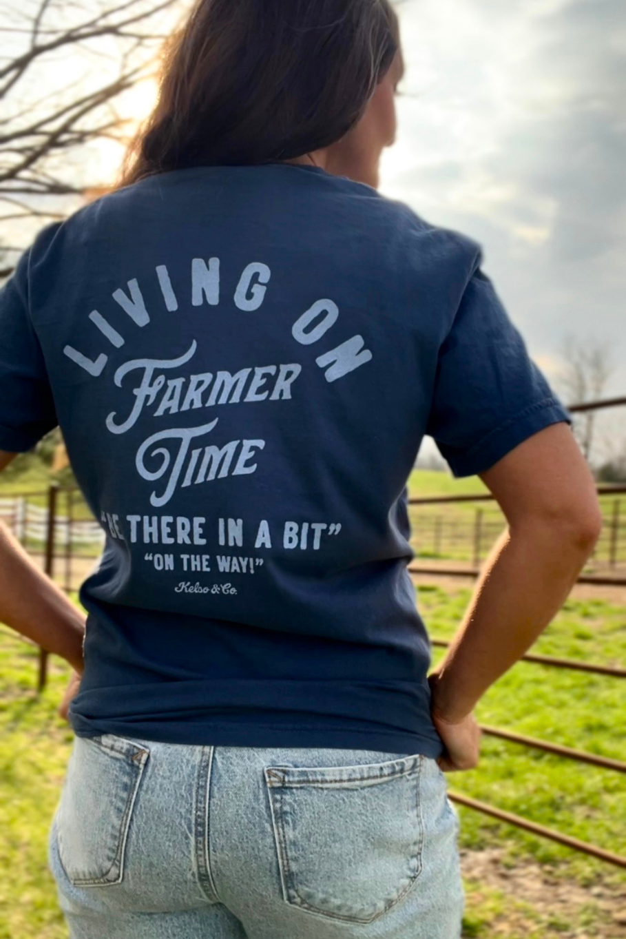 Kelso & Company - Living On Farmer Time Graphic Tee in Midnight