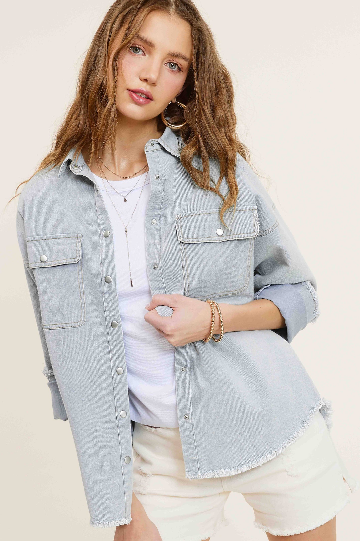 Button Down Denim with Chest Pockets