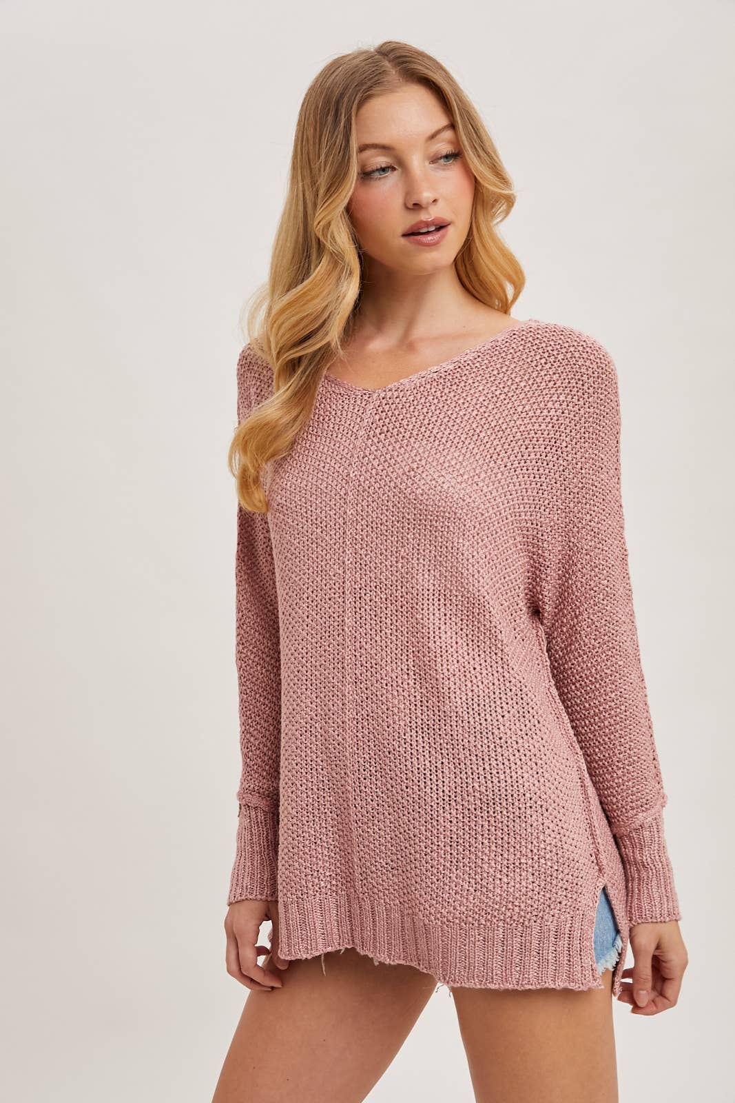 Rose Reverse Seam Lose Fit Sweater