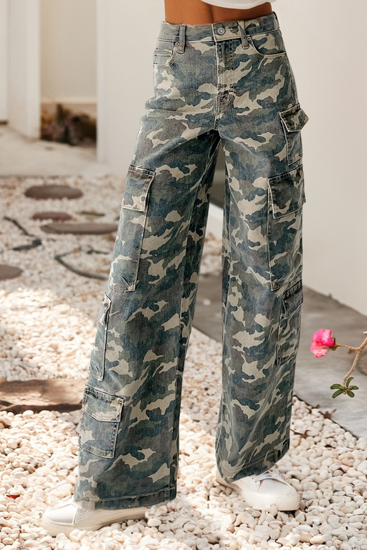 LDC-Camo Denim Cargo Wide Leg Pants