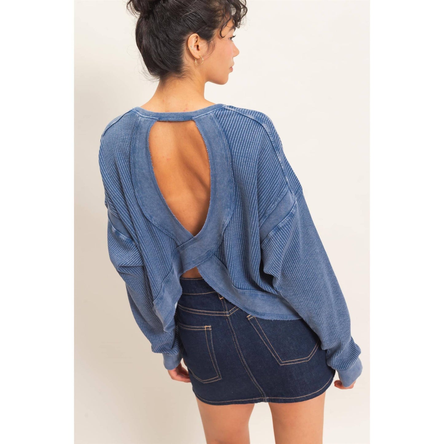 Double Zero - Mineral Wash Waffle Open Back Top