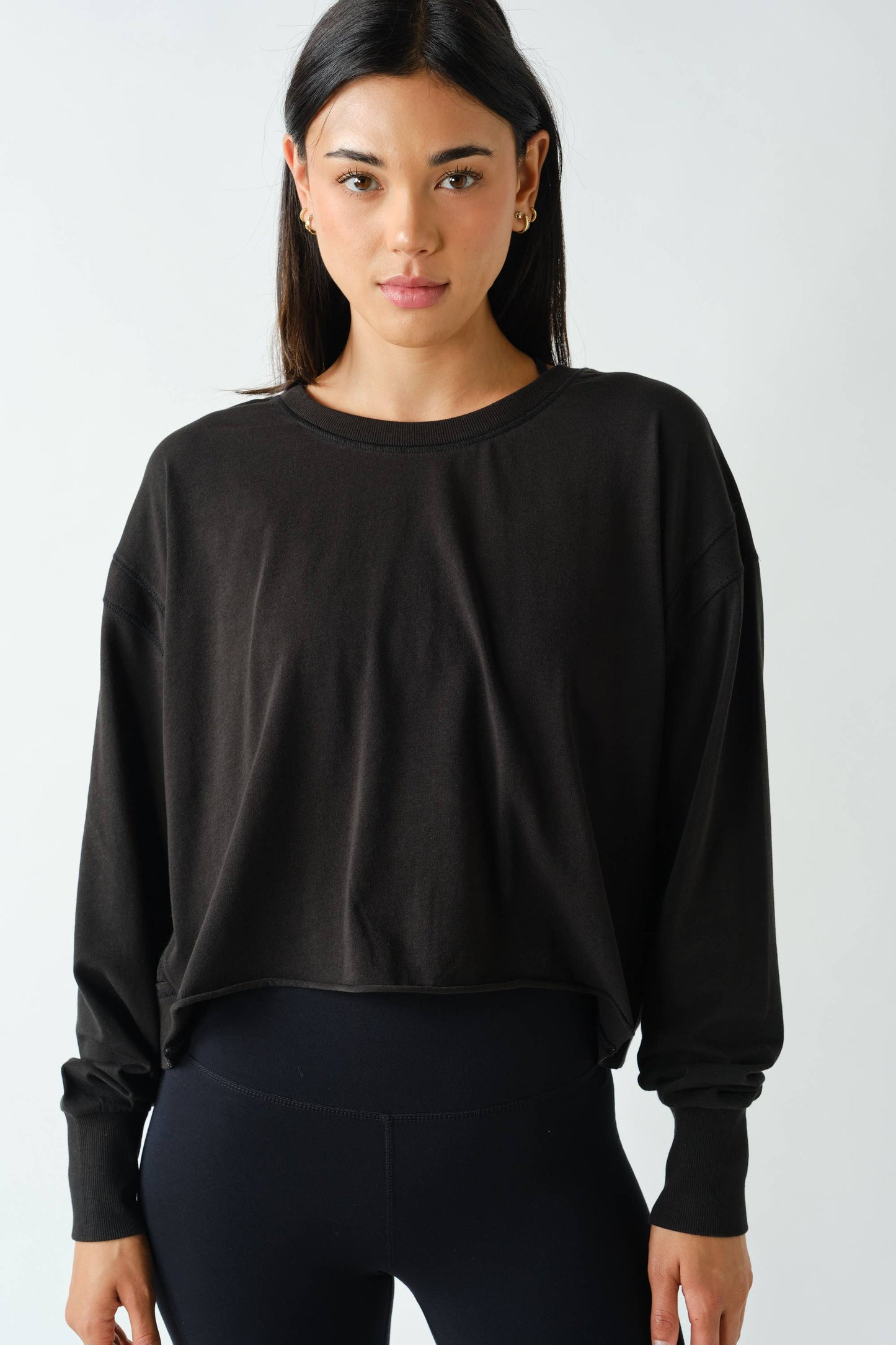 Mono B - Crescent Pima Cotton Open Back Long Sleeve Tee