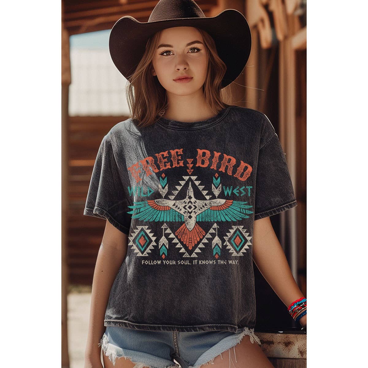 HRTandLUV - FREE BIRD WILD WEST MINERAL GRAPHIC TOP