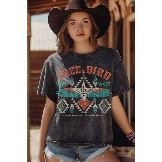 HRTandLUV - FREE BIRD WILD WEST MINERAL GRAPHIC TOP