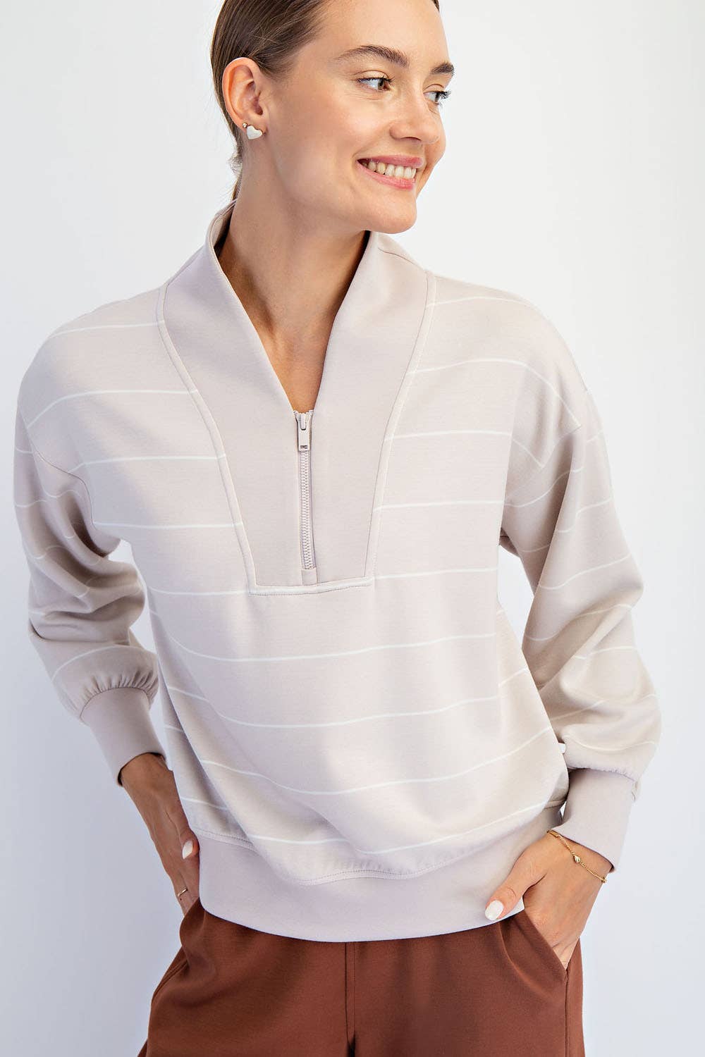 MODAL SCUBA STRIPE V-NECK JACKET