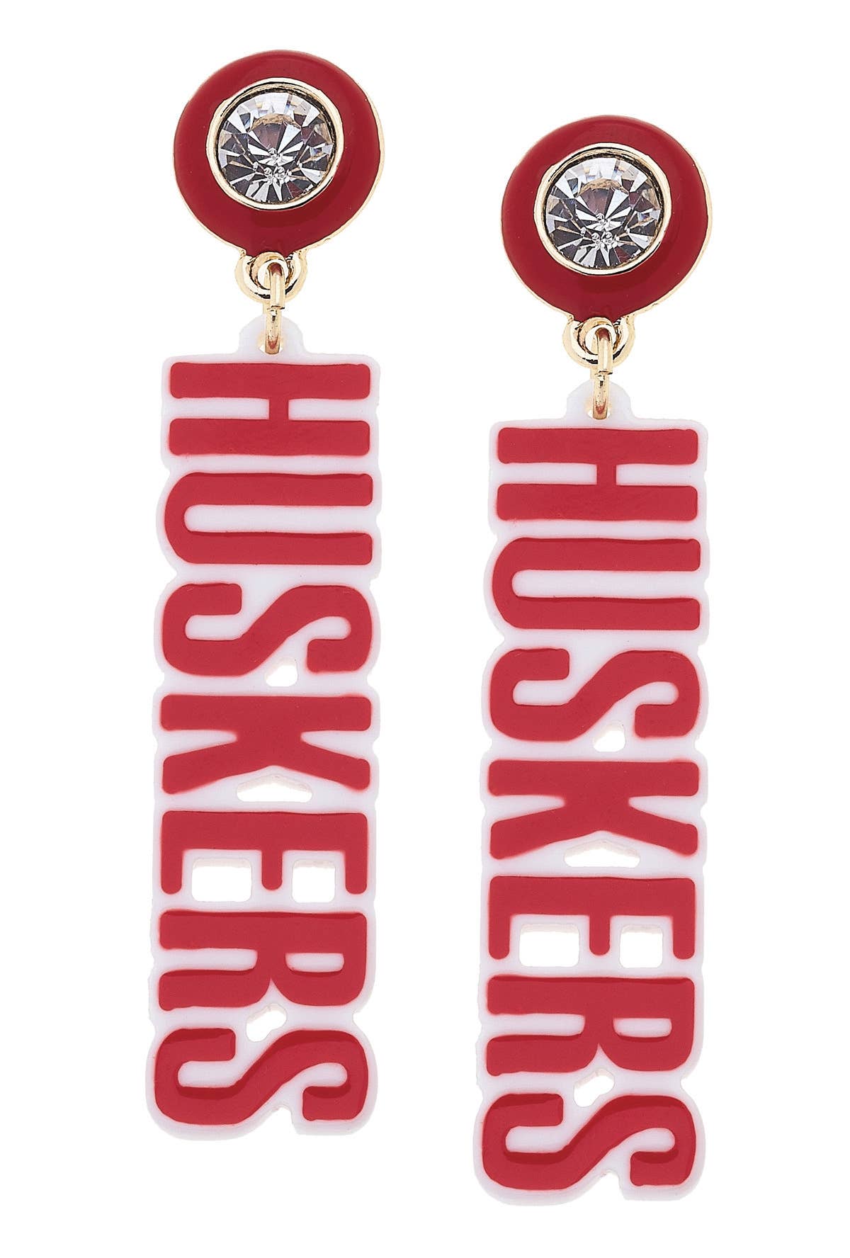 Canvas Style - Nebraska Huskers Resin Block Letter Earrings in Red