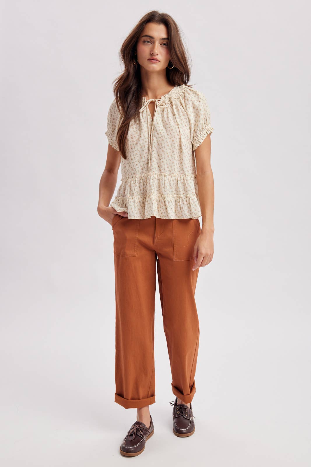 Wishlist Tie Neck Floral Blouse