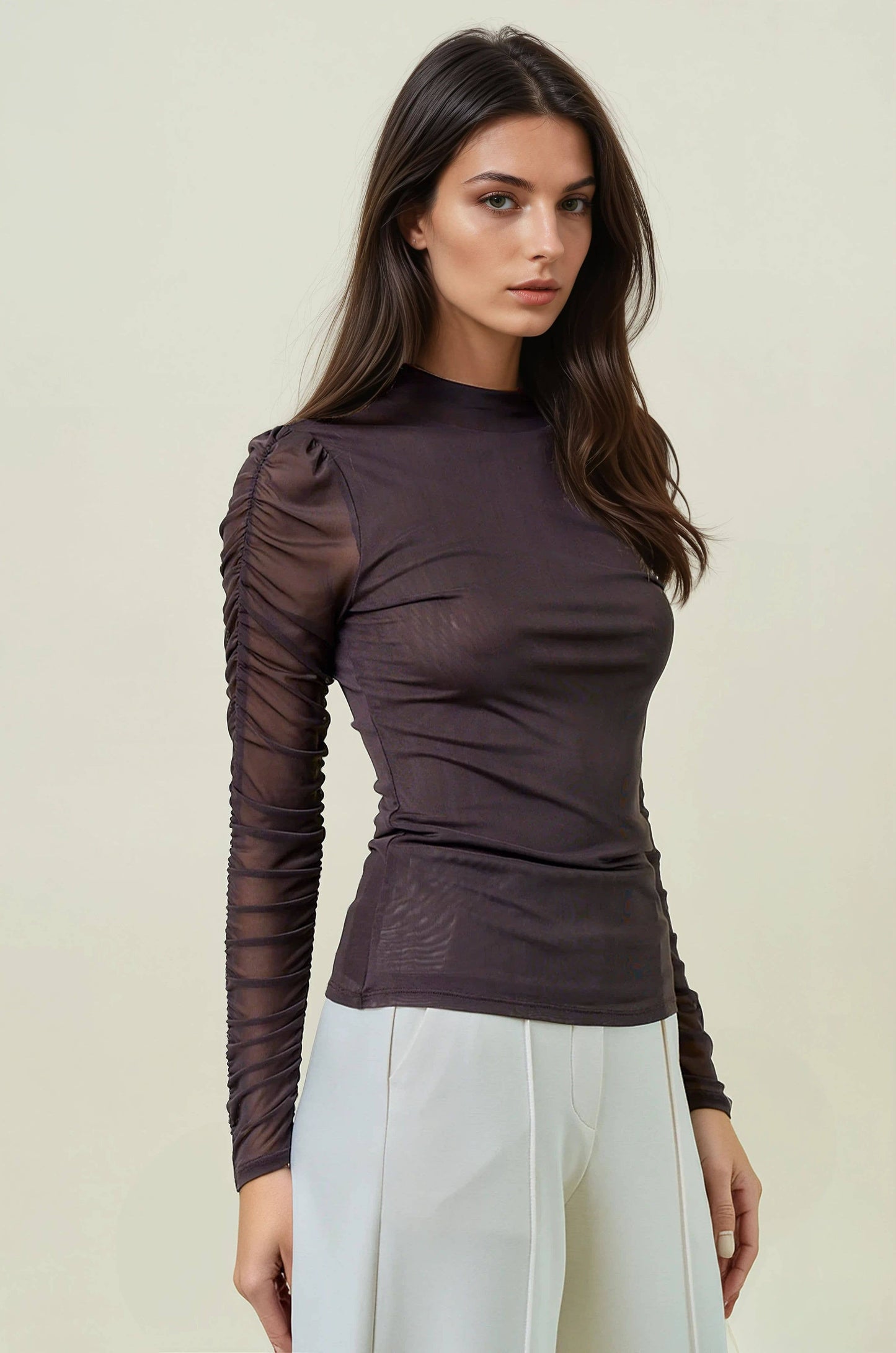 Doe and Rae  Semi Sheer Long Sleeve