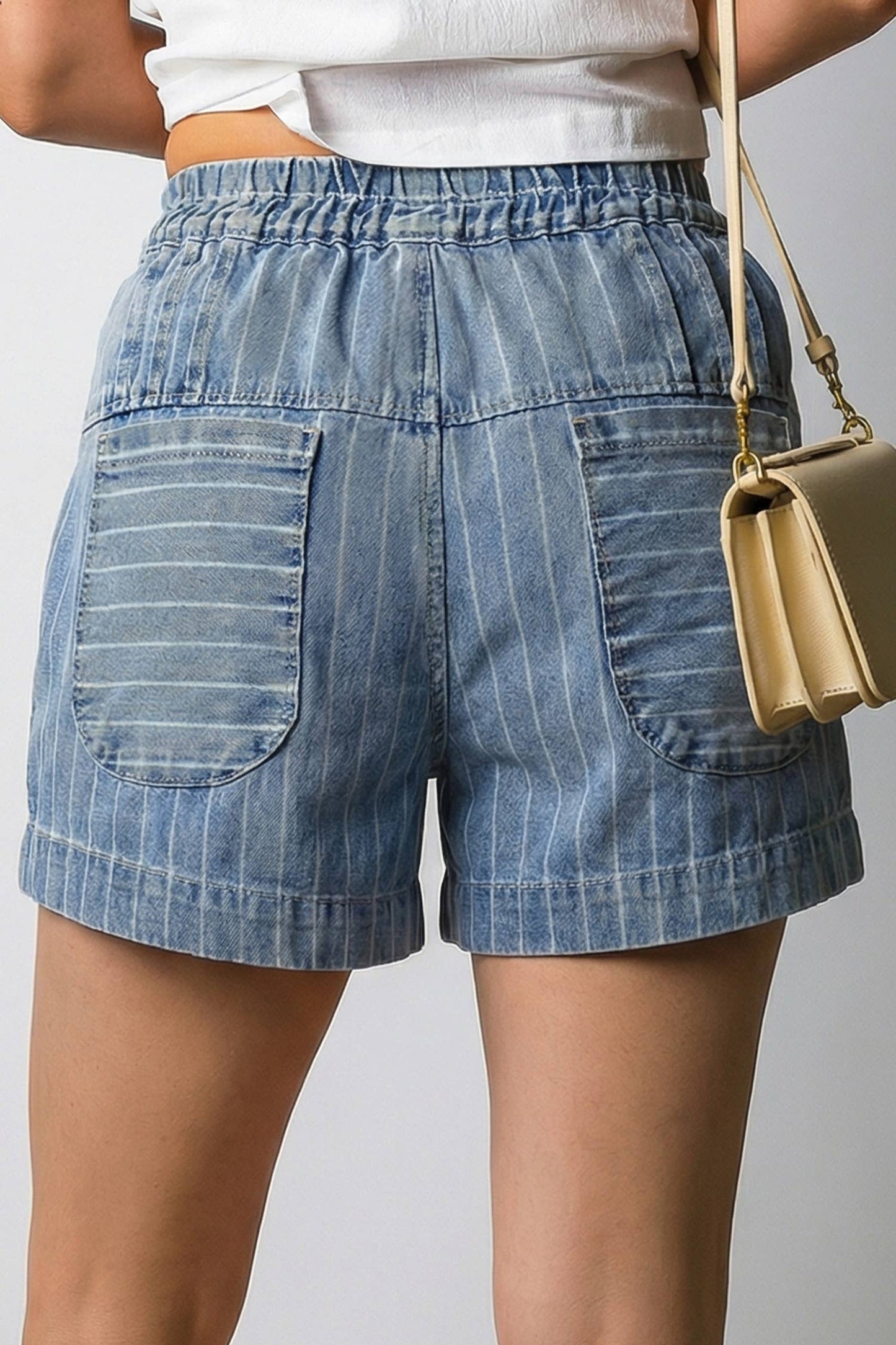 Little Daisy Closet - LDC Shift Striped Natural Denim Shorts