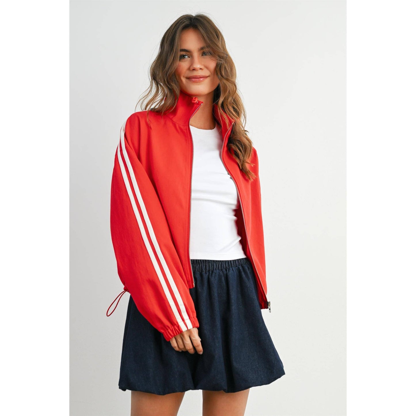 BUTTERMELON - Striped Zip-Up Athletic Jacket