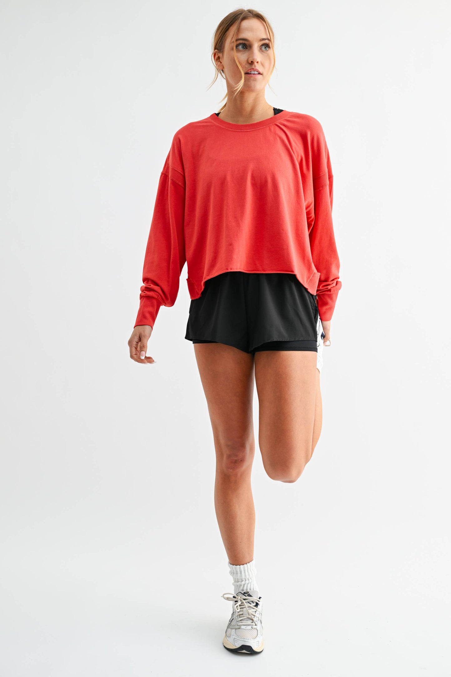 Mono B - Crescent Pima Cotton Open Back Long Sleeve Tee