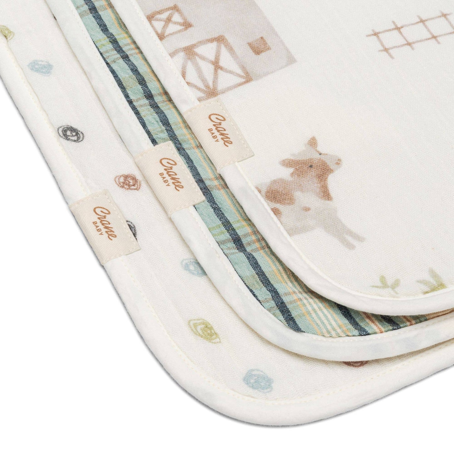 Charlie 3-pc. Farmhouse Burp Cloth Set