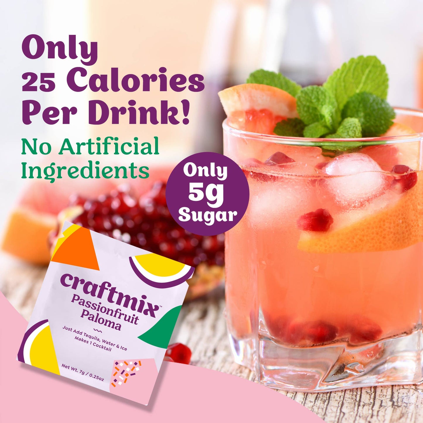 Craftmix - Passionfruit Paloma Cocktail / Mocktail Mixer - 24ct Caddy