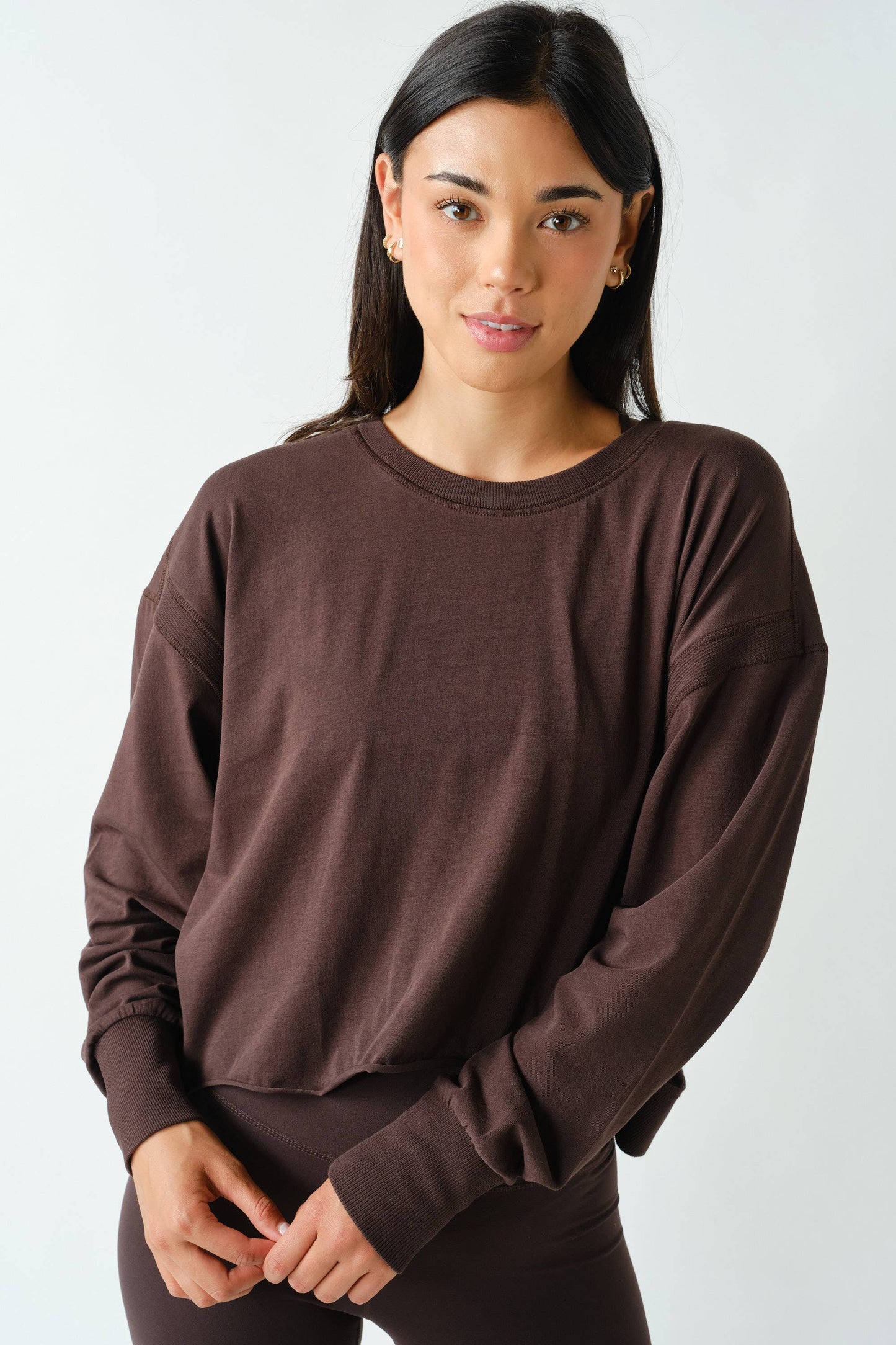 Mono B - Crescent Pima Cotton Open Back Long Sleeve Tee