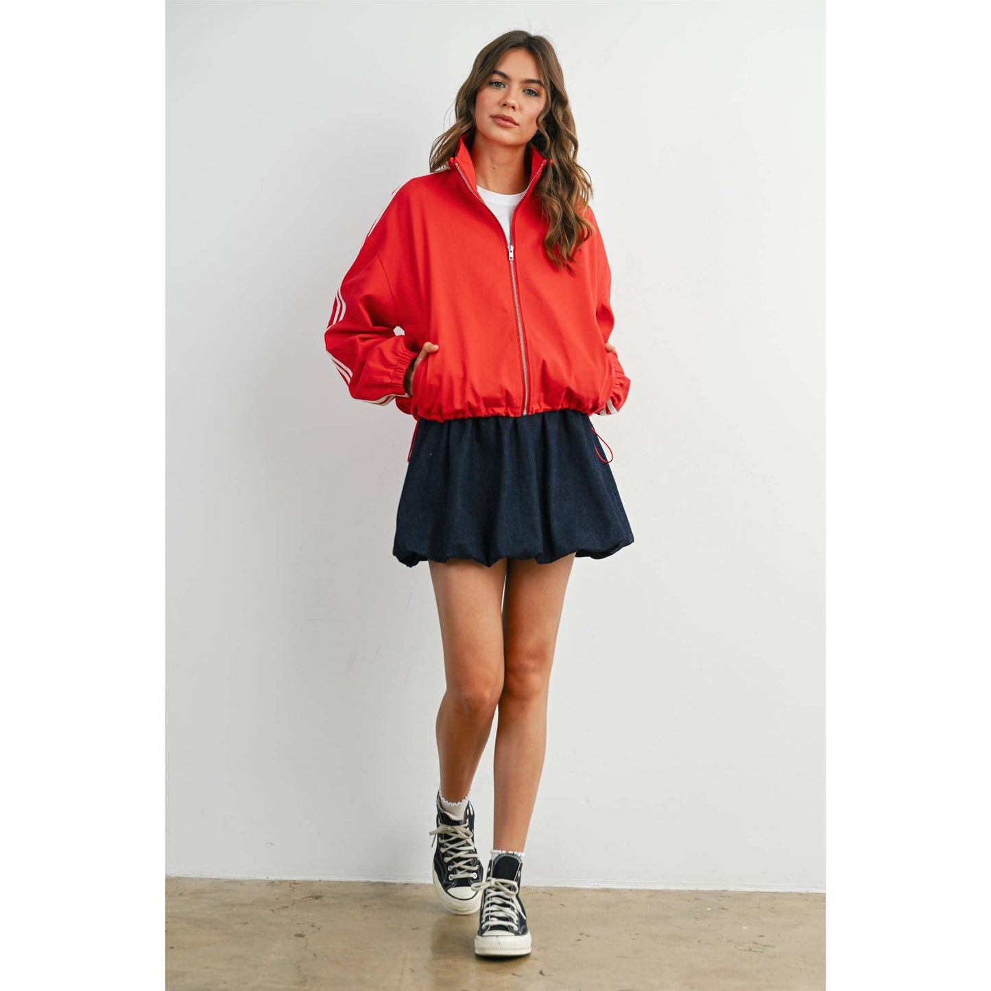 BUTTERMELON - Striped Zip-Up Athletic Jacket