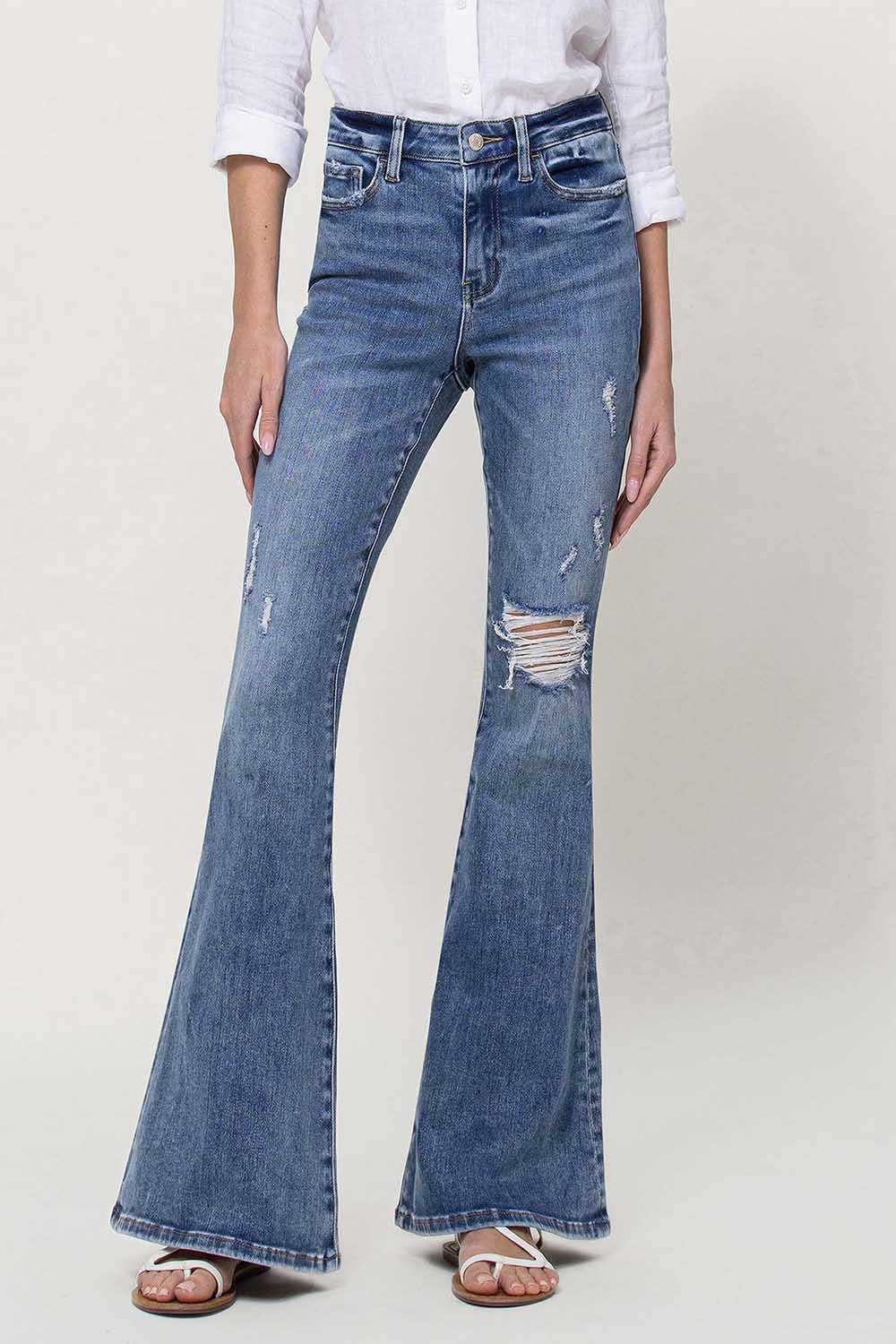 VERVET HIGH RISE LONG FLARE JEANS