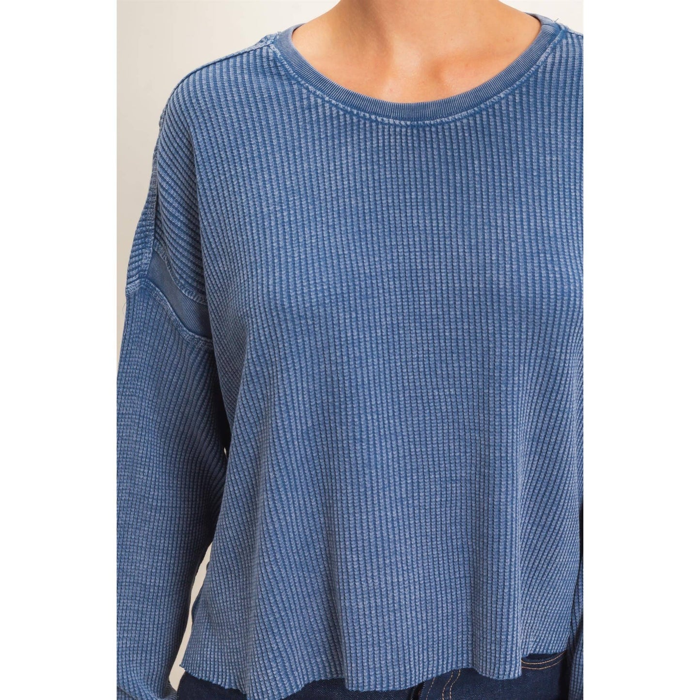 Double Zero - Mineral Wash Waffle Open Back Top