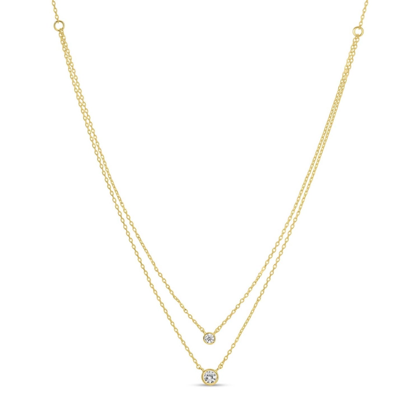 Splendid Iris Double Layer Cz Necklace