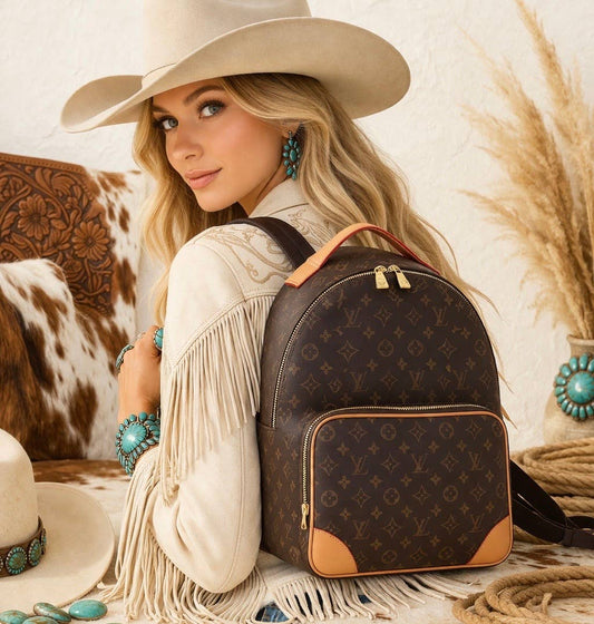 Whiskey & Lace Outfitters /The Longhorn Hippie Co. - 🤎🛍️ Upcycled Designer Monogram Backpack
