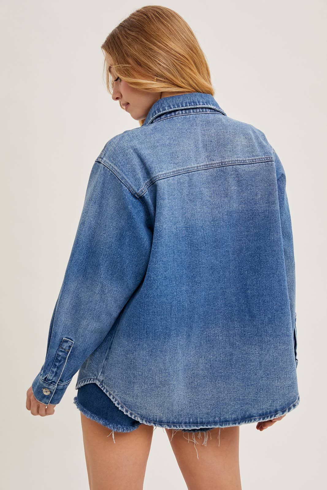 Washed Denim Button Jacket