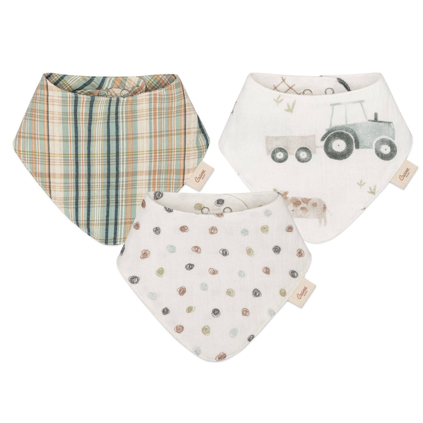 Crane Baby - Charlie 3-pc. Tractor Bib set